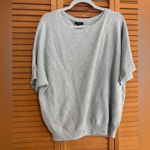 Quince Womens cotton cashmere link Short-Sleeve Sweater in Light Gray Brand New